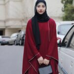 عبای زنانه زرشکی سیمین دخت