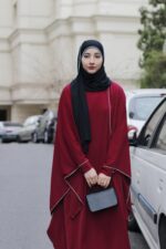 عبای زنانه زرشکی سیمین دخت