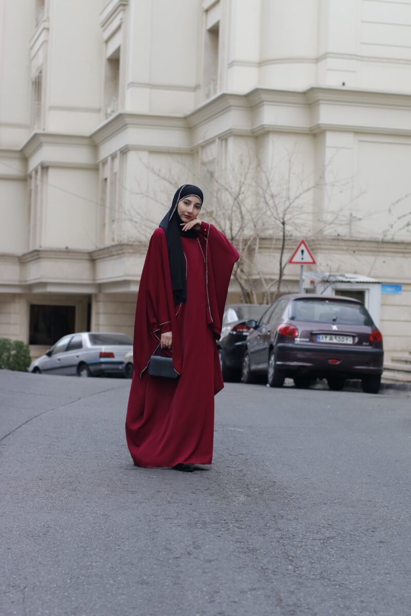 عبای زنانه زرشکی سیمین دخت - Image 3
