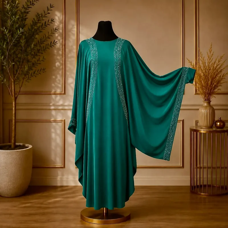 مانتو عبایی مجلسی نگین‌دار سیمین دخت | فروشگاه پریاس - 09127981367