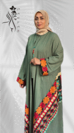 مانتو پاییزه سه تیکه سبز رنگ