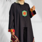 مانتو مشکی گلدوزی شده