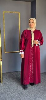 مانتو زنانه زرشکی مروارید - Image 2