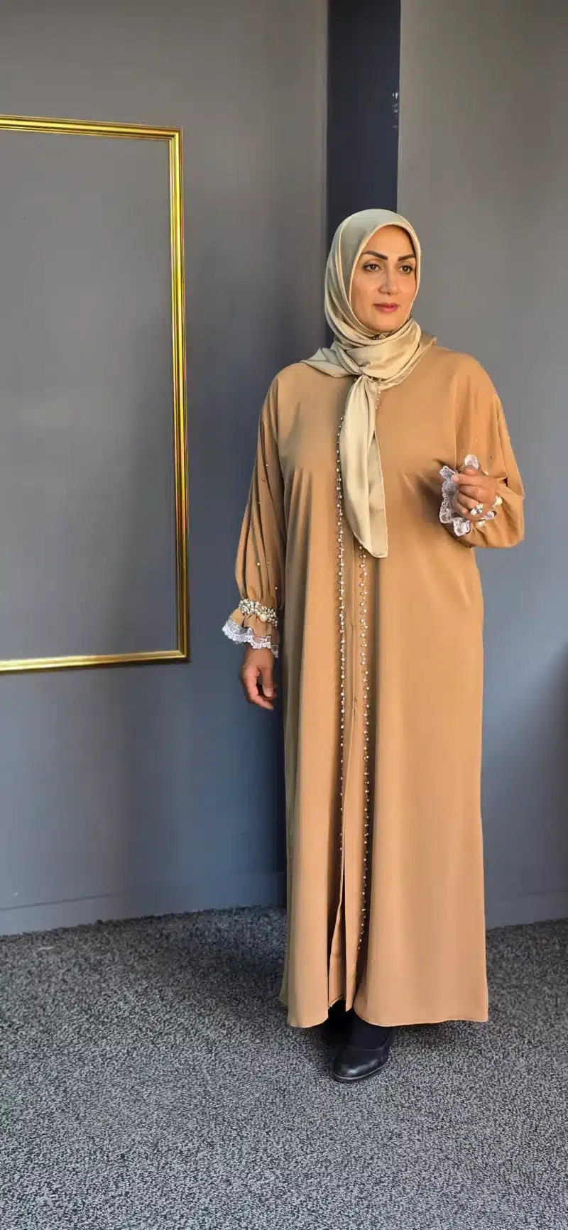 مانتو زنانه کرمی مروارید - Image 2