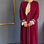مانتو زنانه زرشکی مروارید